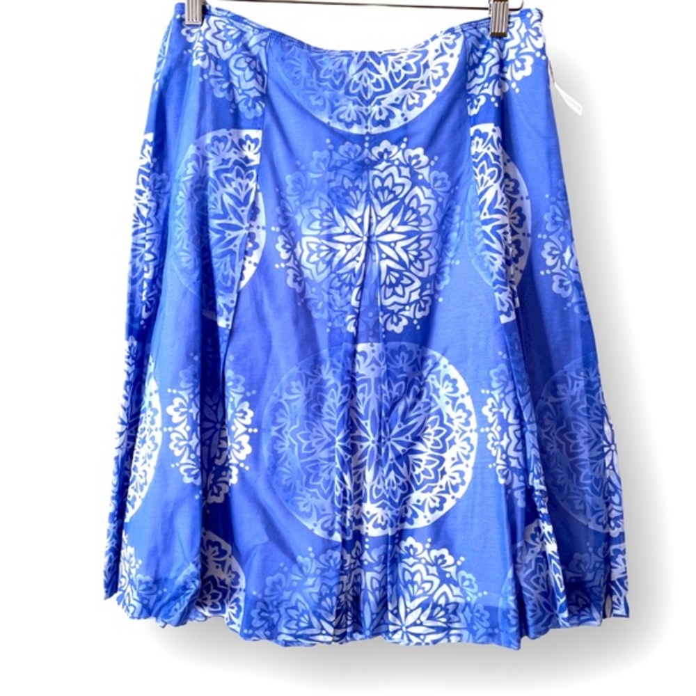 Talbots Collection A-Line Silk/ Cotton‎ Blue and White Skirt NWT 8
